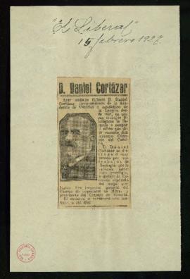 Recorte del diario El Liberal de 15 de febrero de 1927, con la noticia del fallecimiento de Danie...