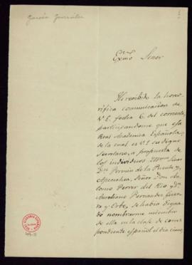 Carta de Manuel García González a Manuel Bretón de los Herreros, secretario, en la que expresa su...
