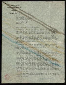 Carta de Alejandro Quijano, director de la Academia Mexicana, a Julio Casares, secretario de la R...