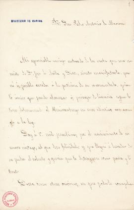 Carta de Juan Bautista Topete a Pedro Antonio de Alarcón para informarle de que no es posible acc...