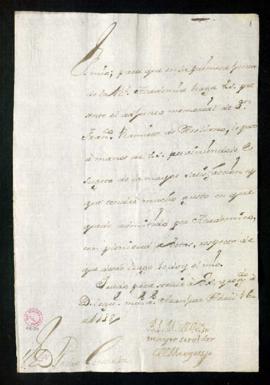 Carta del marqués de Villena [Mercurio Antonio López Pacheco] a Pedro González con la que remite ...