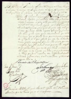Orden del marqués de Villena de libramiento a favor de Fernando de Bustillo y Azcona de 316 reale...