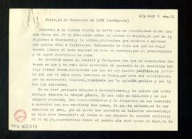 Copia de la carta de Isabel [II] a Antonio Cánovas del Castillo en la que le dice que no olvida q...