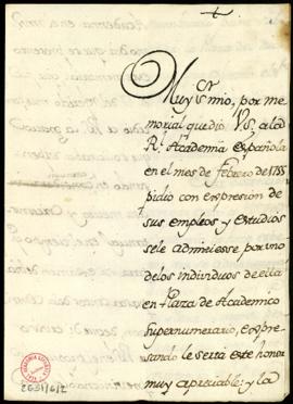 Minuta de la carta [del secretario, Francisco Antonio de Angulo] a Juan de Santander y Zorrilla e...