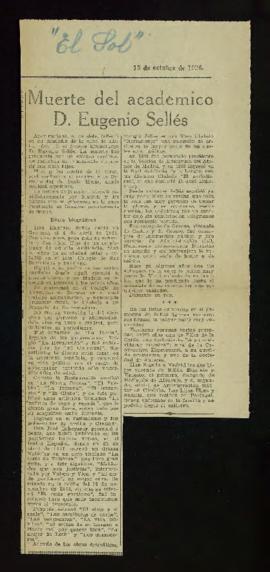 Recorte del diario El Sol de 13 de octubre de 1926, con la noticia del fallecimiento de Eugenio S...