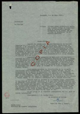 Copia del despacho del embajador de España en Bucarest con la copia del discurso que el profesor ...