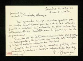 Carta de Pablo de Azcárate a Melchor Fernández Almagro en la que le agradece su carta diciéndole ...