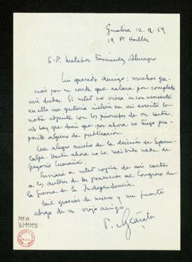 Carta de Pablo de Azcárate a Melchor Fernández Almagro en la que le agradece la carta que aclara ...