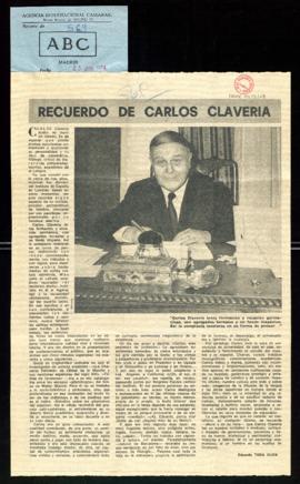 Recuerdo de Carlos Clavería, por Eduardo Toda Oliva
