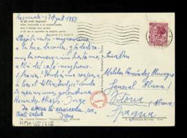 Tarjeta postal de Jorge Guillén a Melchor Fernández Almagro en la que acusa recibo de su carta y ...