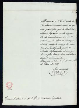 Carta de Luis Montoto a Mariano Catalina en la que le ruega que transmita su agradecimiento a la ...