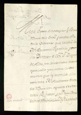 Carta de Martín de Ulloa a Juan Trigueros en la que le agradece la remisión de un ejemplar de la ...
