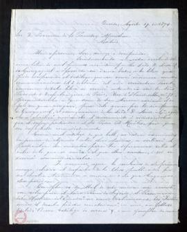 Carta de Pedro Fermín Cevallos a Fermín de la Puente Apezechea con la que adjunta una letra de mi...