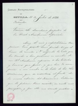 Carta de Cayetano Fernández al secretario [Mariano Catalina] con la que le remite la nota que le ...