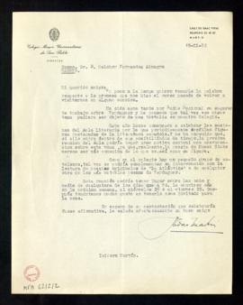Carta de Isidoro Martí, director del Colegio Mayor Universitario de San Pablo, a Melchor Fernánde...