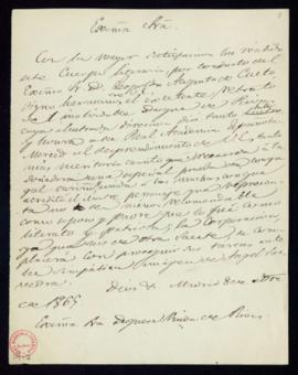 Minuta de la carta [de Manuel Bretón de los Herreros] a la duquesa viuda de Rivas en la que acusa...