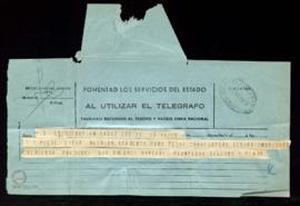 Telegrama de José María Pemán [a Julio Urquijo] en el que le indica que puede citar a la Academia...