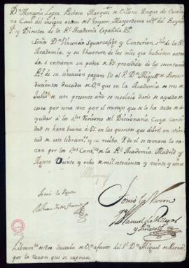 Orden del marqués de Villena de libramiento de 200 ducados a favor de Miguel Perea por la ayuda p...