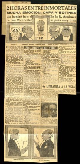 Recorte del diario Pueblo con el artículo Dos horas entre inmortales, por [Santiago] Córdoba