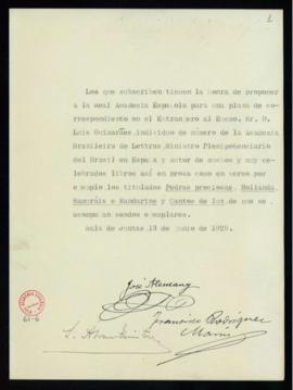 Propuesta de Luis Guimarães como académico correspondiente extranjero