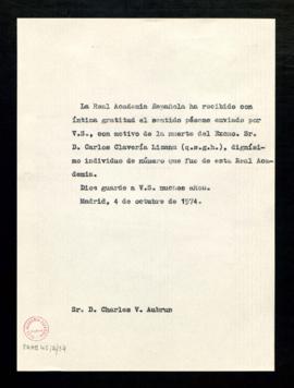 Copia sin firma del oficio de agradecimiento del secretario, Alonso Zamora Vicente, a Charles V. ...