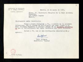 Carta de Luis Alfonso, secretario de la Asociación de Academias de la Lengua Española, a Rafael L...