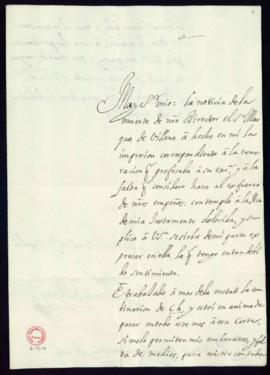 Carta de Tomás de Montes Corral a Vincencio Squarzafigo de pésame por la muerte del marqués de Vi...