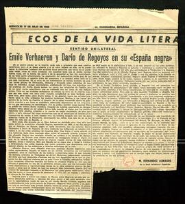 Sentido unilateral. Émile Verhaeren y Darío de Regoyos en su España negra