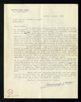 Carta de Maximiano García Venero a Melchor Fernández Almagro en la que le dice que se ha enterado...