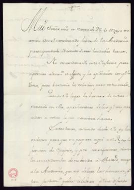 Carta de José de Carvajal y Lancáster a Francisco Antonio de Angulo en la que le notifica que ha ...