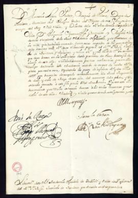 Orden del marqués de Villena del libramiento a favor de Jacinto de Mendoza de 45 reales y 6 marav...
