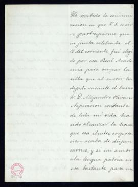 Carta de Mariano Catalina al secretario [Manuel Tamayo y Baus] en la que acusa recibo de la comun...