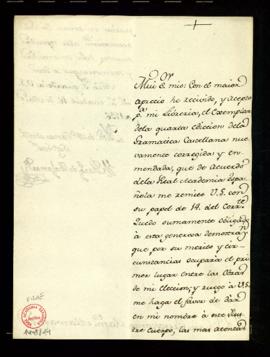 Carta del marqués de Bajamar a Juan Crisóstomo Ramírez Alamanzón de agradecimiento por el envío d...