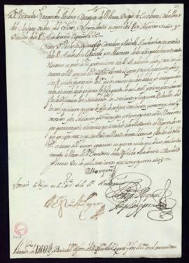 Orden del marqués de Villena de libramiento a favor de Francisco Antonio Zapata de 1817 reales y ...