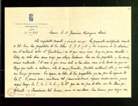 Carta Antonio Alcalá Venceslada a Francisco Rodríguez Marín en la que anuncia el envío por correo...