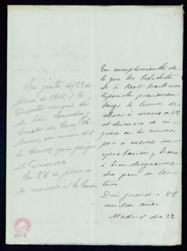 Carta de Melchor de Palau al director [Alejandro Pidal y Mon] con la que remite su discurso de in...