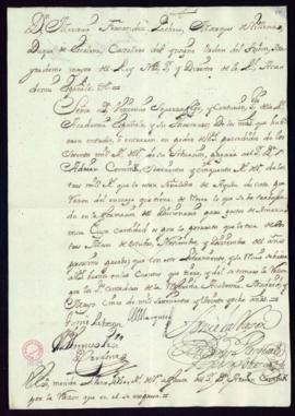 Orden del marqués de Villena de libramiento a favor de Adrián Conink de 750 reales de vellón por ...