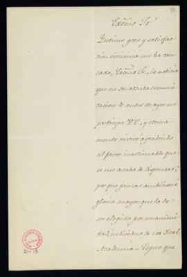 Copia de la carta de Manuel Tamayo y Baus al secretario [Manuel Bretón de los Herreros] de agrade...