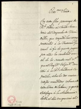 Carta de Mariano Luis de Urquijo al marqués de Santa Cruz con la indicación de la expedición de u...
