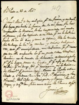 Carta de Ignacio de Hermosilla a Manuel [de Uriarte] con la que le envía unos documentos [sobre g...