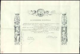Diploma de Ramón Otero Pedrayo como correspondiente español en la Sección Gallega