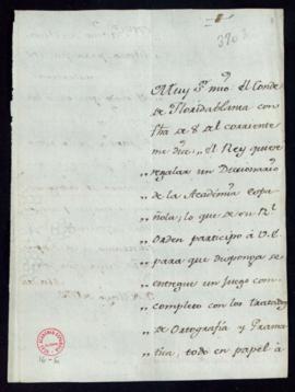 Carta del marqués de Santa Cruz a Manuel de Lardizábal y Uribe en la que le traslada la orden del...