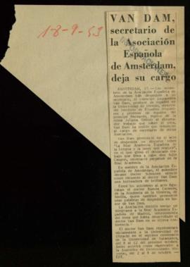 Recorte del diario Informaciones con la noticia Van Dam, secretario de la Asociación Española de ...