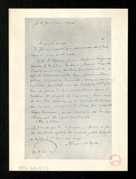 Carta de Marcos Jiménez de la Espada a José María Nogués en la que la noticias sobre Baltasar Jai...