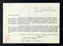 Carta de Maximiano García Venero a Melchor Fernández Almagro por la que le recomienda a Carlos Ma...