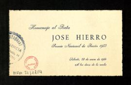 Homenaje al poeta José Hierro, premio Nacional de poesía 1953