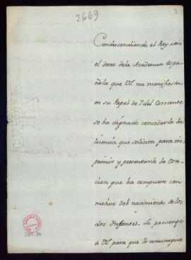 Carta del conde de Floridablanca a Manuel de Lardizábal y Uribe en la que le comunica que el rey ...