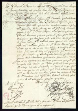 Orden del marqués de Villena de libramiento a favor de Tomás Pascual de Azpeitia de 2266 reales y...