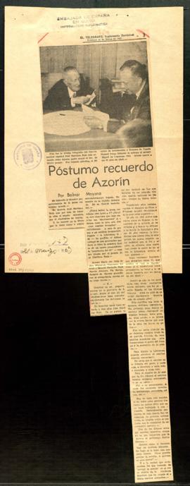 Póstumo recuerdo de Azorín, por Bolívar Moyano