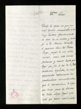Carta de Francisco Antonio González al alcalde de Murcia en la que le pide que encargue a una com...